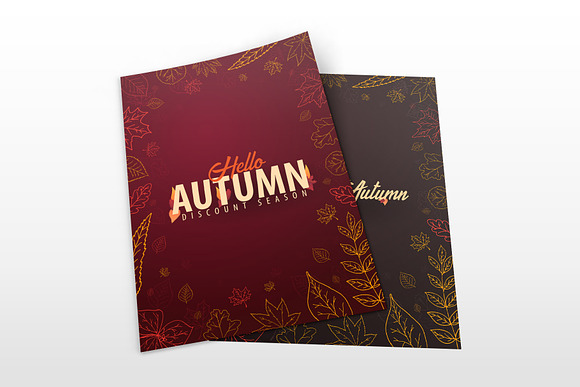 Autumn banners with doodle leaves in Illustrations - product preview 2