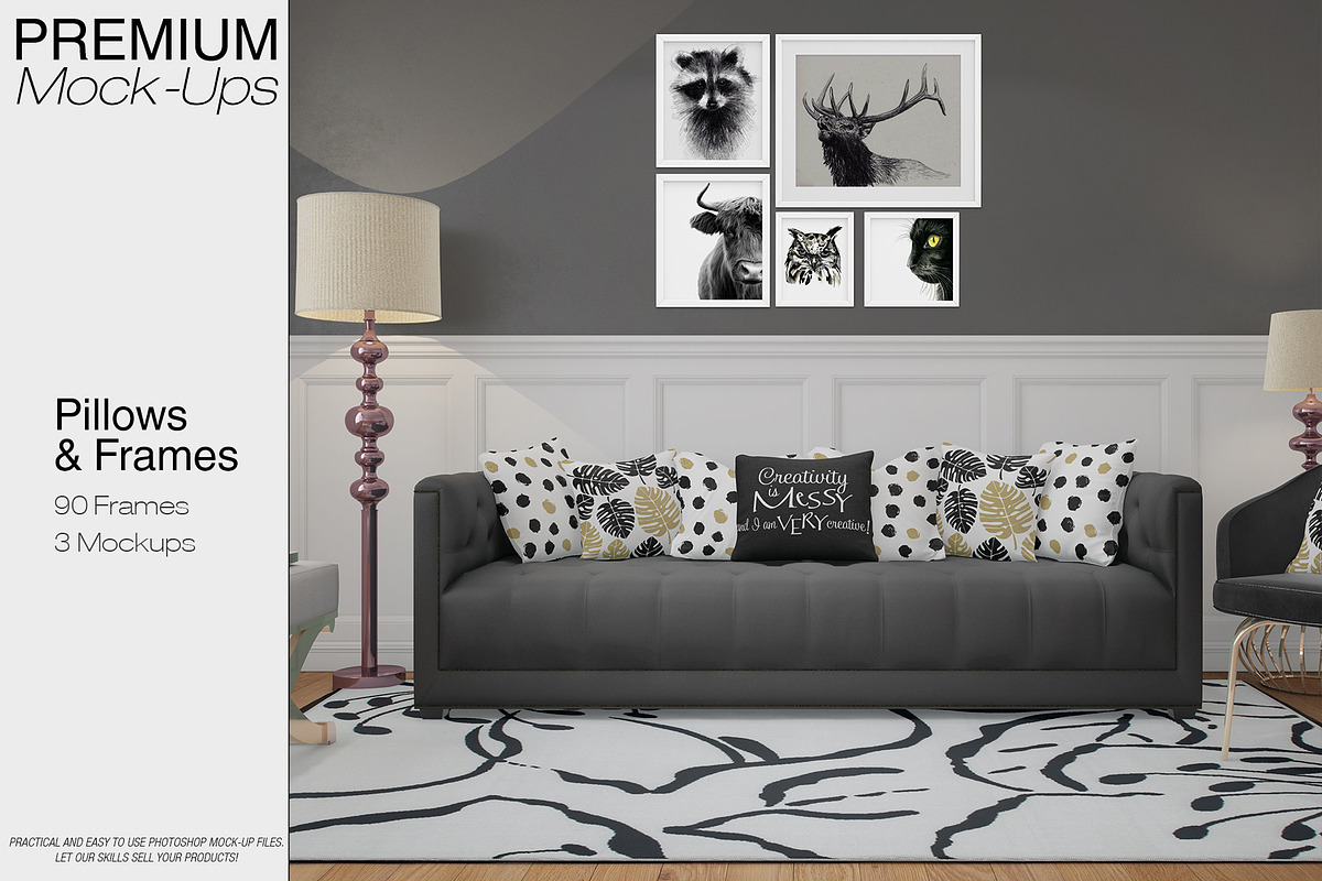 Pillows & Frames Set - Glam Style in Product Mockups - product preview 8