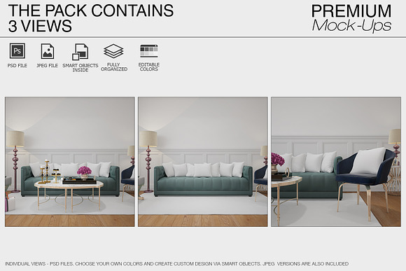 Pillows & Frames Set - Glam Style in Product Mockups - product preview 1