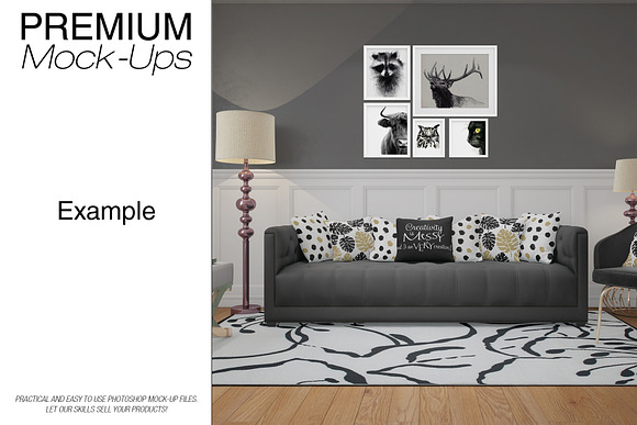 Pillows & Frames Set - Glam Style in Product Mockups - product preview 4