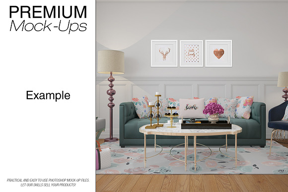 Pillows & Frames Set - Glam Style in Product Mockups - product preview 6