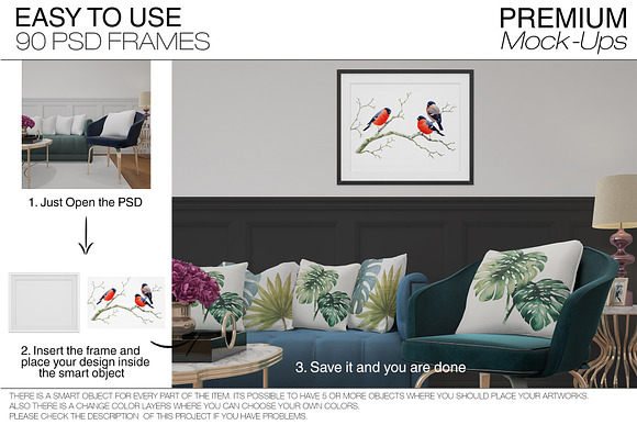 Pillows & Frames Set - Glam Style in Product Mockups - product preview 7