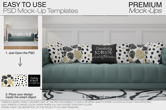 Pillows & Frames Set - Glam Style in Product Mockups - product preview 11