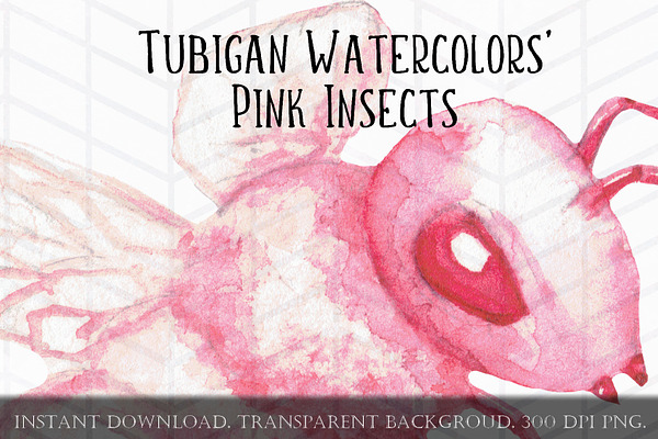 8 Pink Whimsical Insects / Bugs
