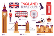 England country flat vector icon set