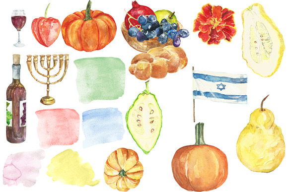 Watercolor Happy Sukkot set in Illustrations - product preview 2