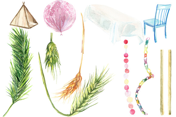 Watercolor Happy Sukkot set in Illustrations - product preview 3