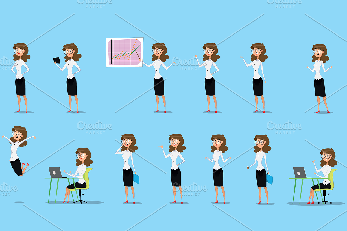 Businesswoman set in Illustrations - product preview 8