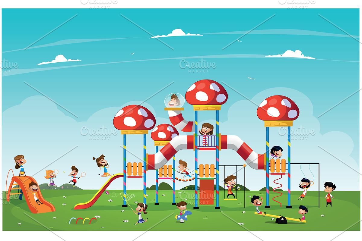Children on playground in Illustrations - product preview 8