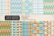 Tribal pattern digital paper pack