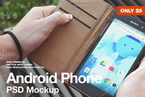 Android Phone PSD Mockup in Mobile & Web Mockups - product preview 1