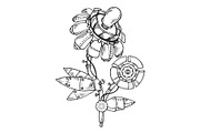 Mechanical flower engraving vector