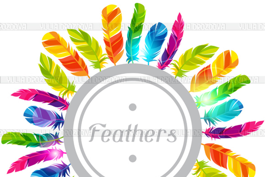 Colorful backgrounds with feathers. in Card Templates - product preview 8