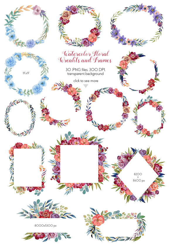 Watercolor Wreaths Collection (Set) in Illustrations - product preview 2
