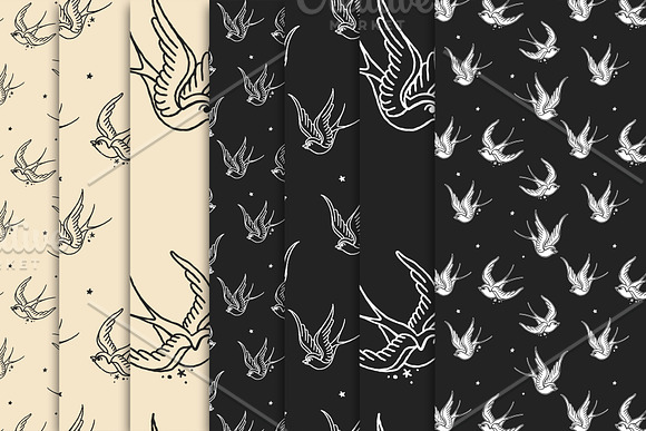 Swallow seamless Vector Pattern in Patterns - product preview 1