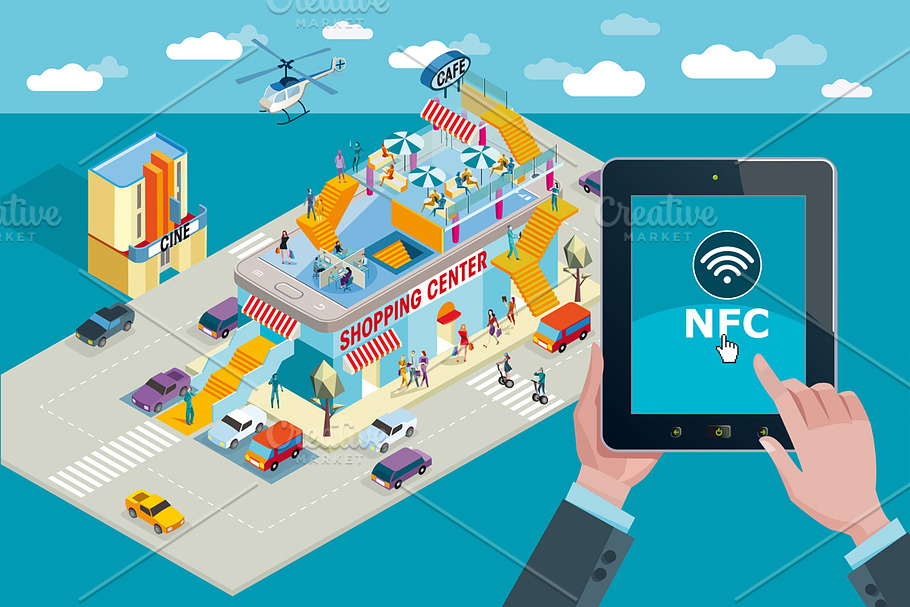 Shopping Center Payment NFC in Illustrations - product preview 8