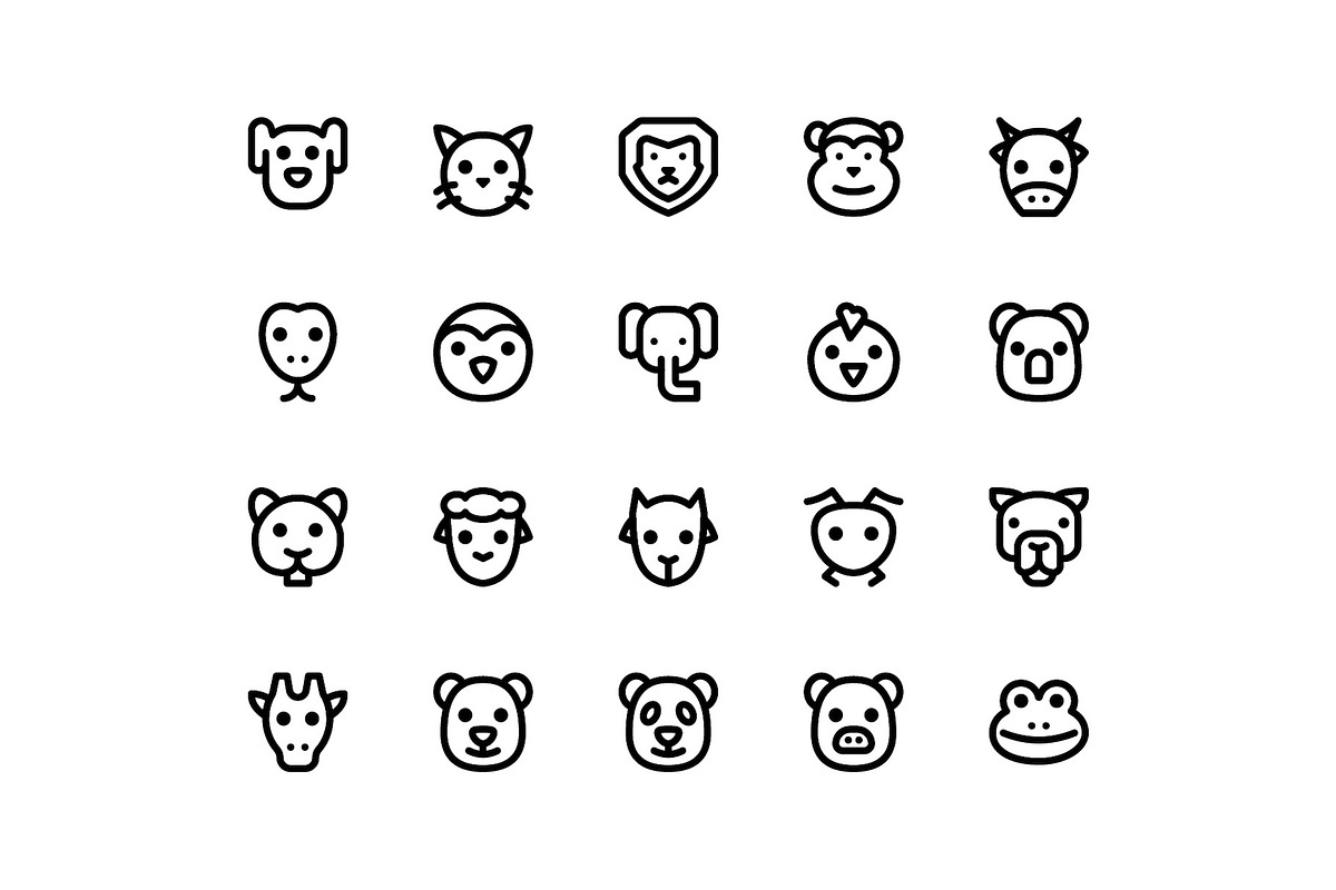 Animal Face Line Icons in Graphics - product preview 8