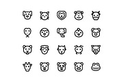 Animal Face Line Icons