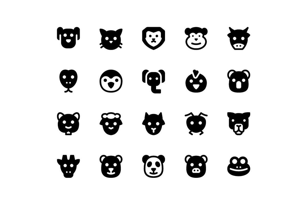 Animal Face Glyph Icons in Graphics - product preview 8