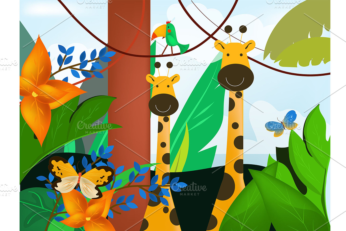 Peek a boo tropical jungle in Illustrations - product preview 8