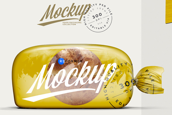 Glossy Transparent Bread Package  in Product Mockups - product preview 1