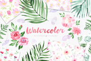 Watercolor patterns and elements