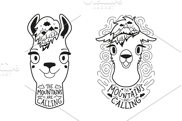 Mountains are calling animal set in Illustrations - product preview 1
