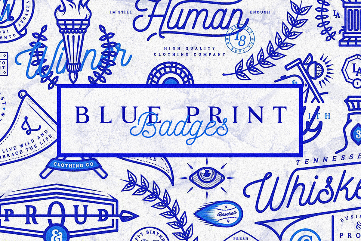 Blue Print Badges in Logo Templates - product preview 8