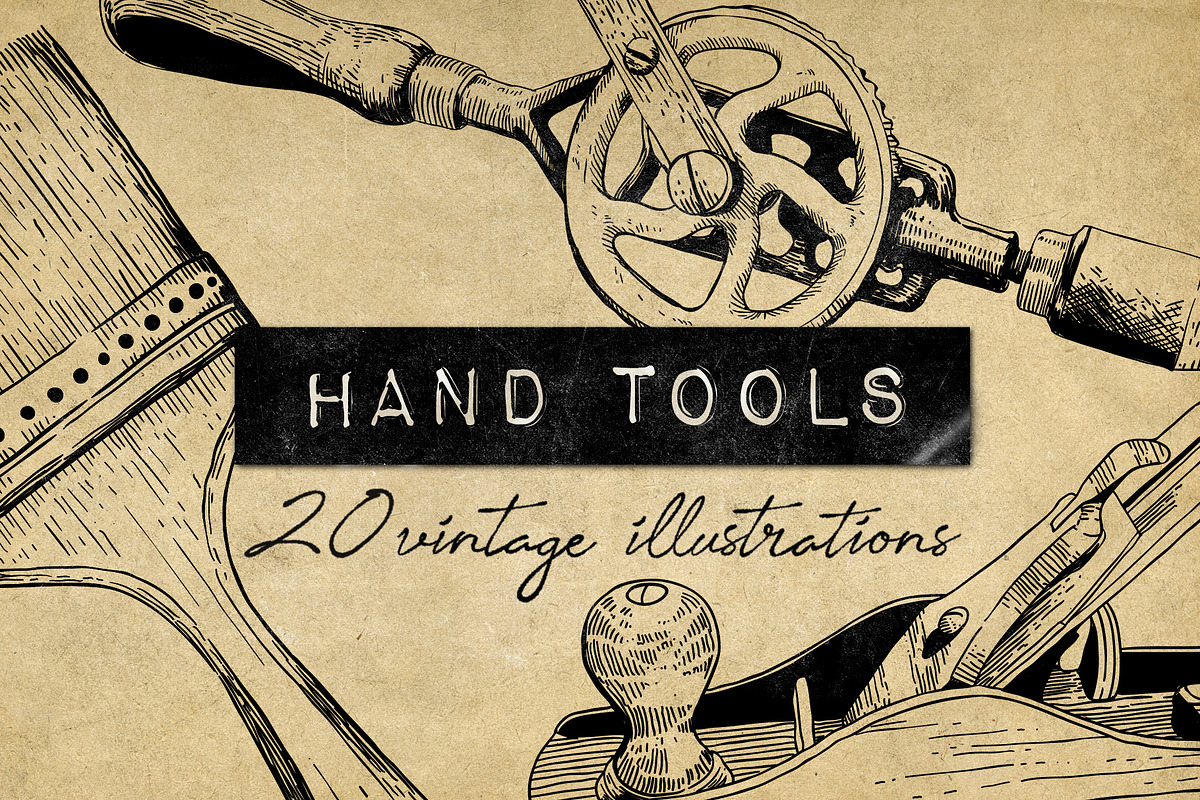 Vintage Hand Tools Illustrations in Illustrations - product preview 8