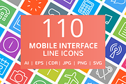 110 Mobile Interface Line Icons