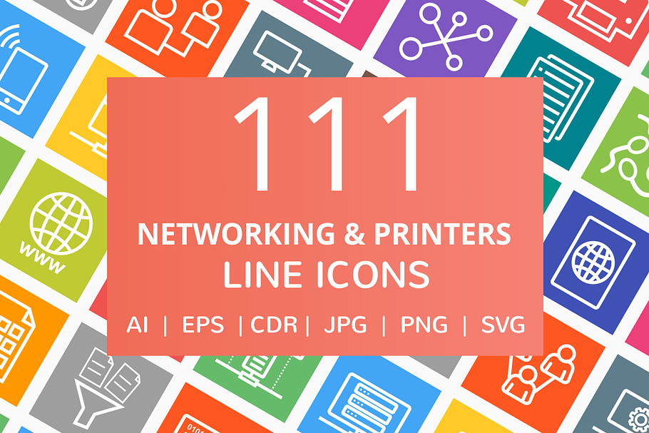111 Networking & Printers Line Icons