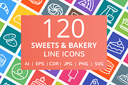 120 Sweets & Bakery Line Icons