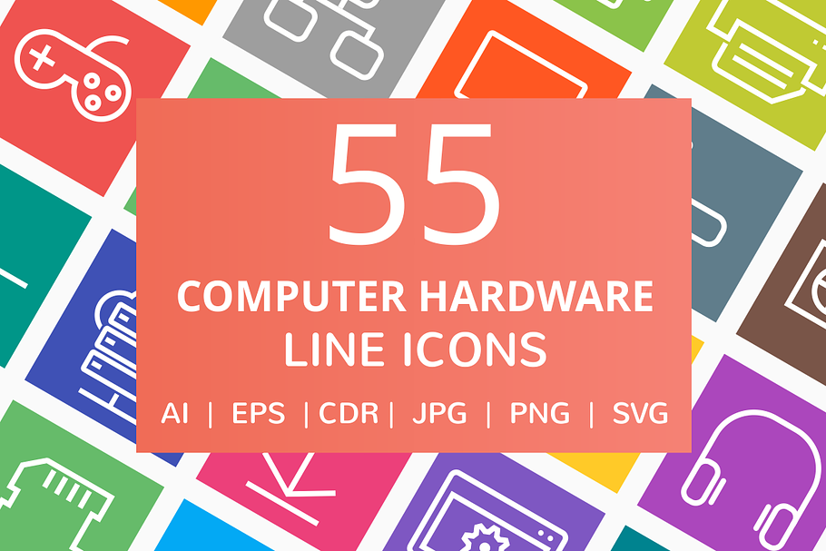55 Computer & hardware Line Icons
