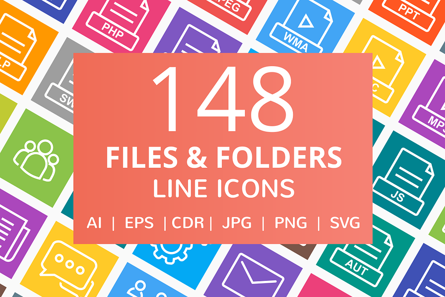 148 Files & Folders Line Icons