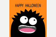 Happy Halloween. Black monster head.