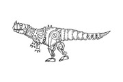 Mechanical dinosaur animal engraving