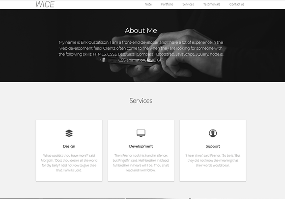WICE - One Page Personal & Portfolio in HTML/CSS Themes - product preview 1