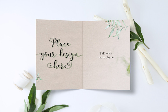 Peony leaves and 5x7 card Mockup in Print Mockups - product preview 7