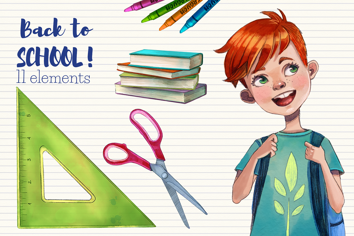 School clip art, School Kids in Illustrations - product preview 8