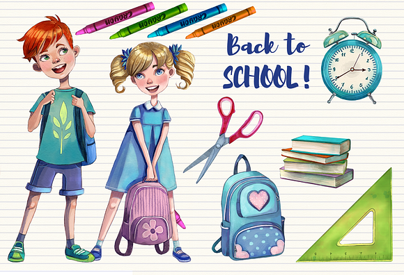 School clip art, School Kids in Illustrations - product preview 4