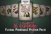 16 Vintage Floral Botanical Posters
