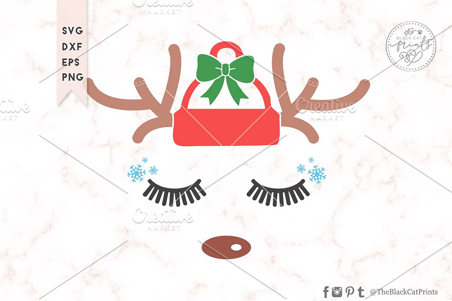 Christmas Reindeer Face SVG DXF EPS
