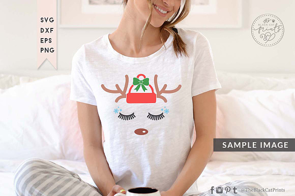Christmas Reindeer Face SVG DXF EPS in Illustrations - product preview 1