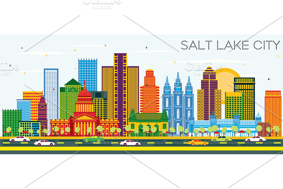 Salt Lake City Utah Skyline in Illustrations - product preview 8