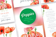 Red Poppies Wedding Invitation Set