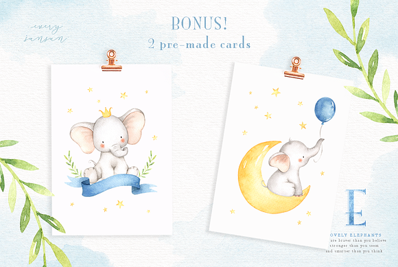 Lovely Elephants Watercolor Clip Art in Illustrations - product preview 4