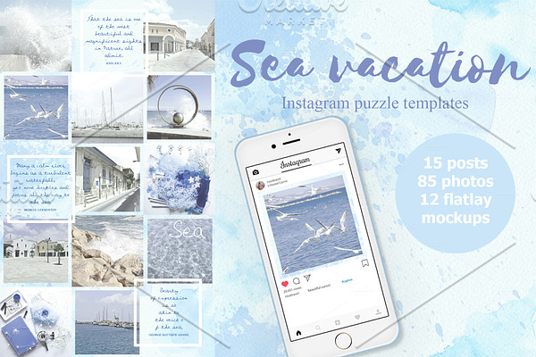 Sea vacation instagram Template set