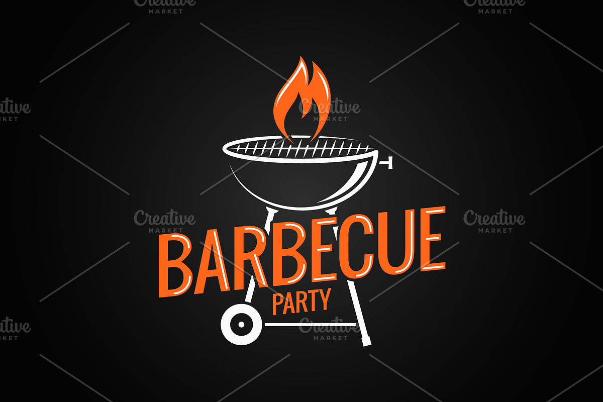 Barbecue grill logo. BBQ with flame  in Illustrations - product preview 8