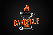 Barbecue grill logo. BBQ with flame 