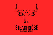 Bull head logo of steakhouse. 